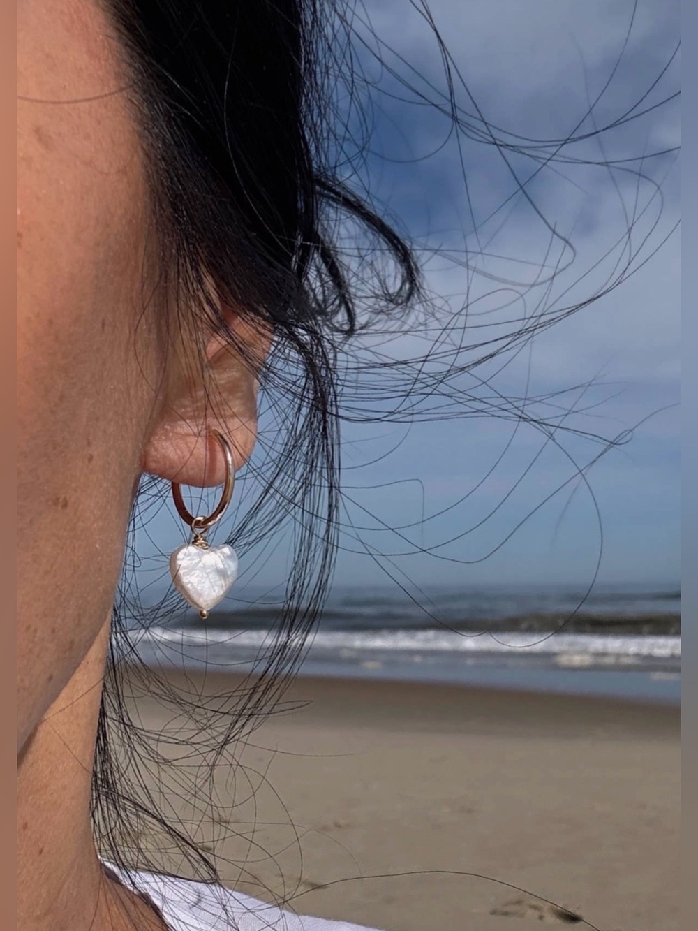 Pearl Heart Hoops